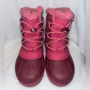 Girls Toddler  Snow Winter Boots- Crocs- Dark Pink and Purple EUC -Size 10